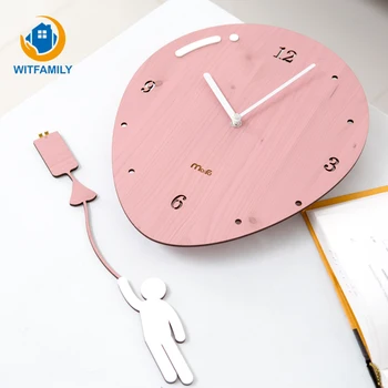 

European Style Living Room Mute Bedroom Children Cartoon Creative Clock Promotion Swing Balloon Wall Clock Quartz Watch
