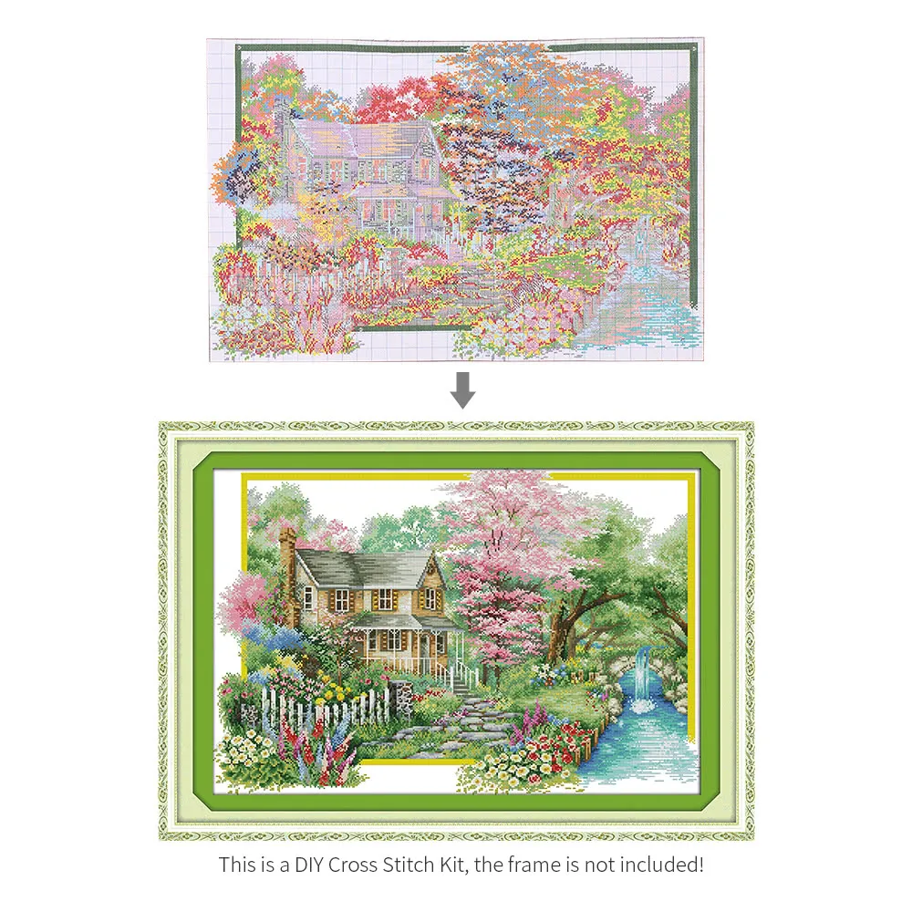Decdeal DIY Handmade Needlework Cross Stitch Set 67* 48cm Embroidery Kit 14CT Printed Cross-Stitching Home Decoration