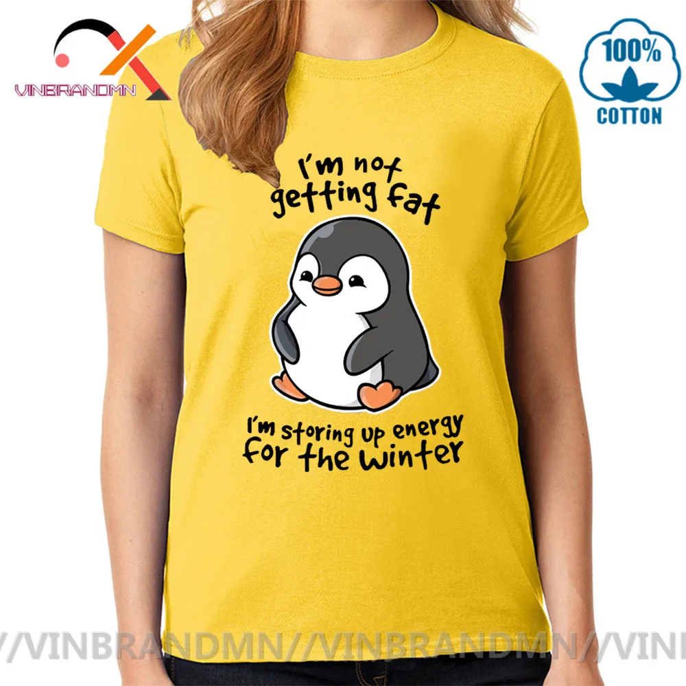 Chubby penguin Футболка женская kawaii fat футболка с изображением пингвина X'mas Топы Tee I'm