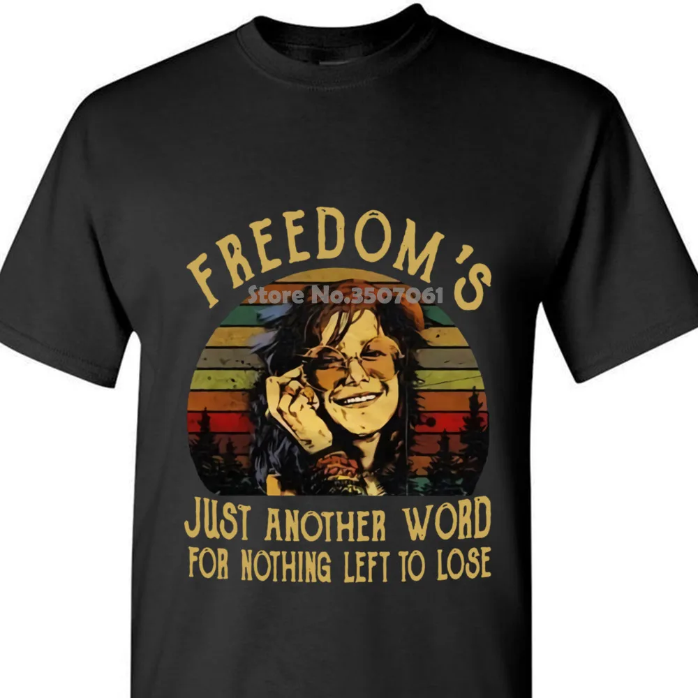 Janis Joplin Me And Bobby Mcgee Lyrics T Shirt Black Cotton Ladies S - 3xl Fashion Cool Top Tee Mens coat clothes tops