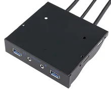 USB 3.0 2-Port 3.5 Inch Metal Front Panel USB Hub with 1 HD Audio Output Port+1 Microphone Input Port LFX-ING