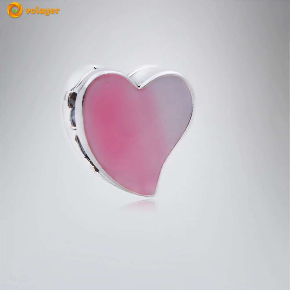 

Volayer 925 Sterling Silver Bead Asymmetrical Heart Clip Charm fit Original Pandora Bracelets for Women Jewelry Making Gift