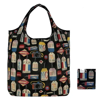 

Reusable Causal Cartoon Eco Friendly Daily Lightweight Travel Ladies Printing Shopping Bag Tote Polyester Foldable Grocery