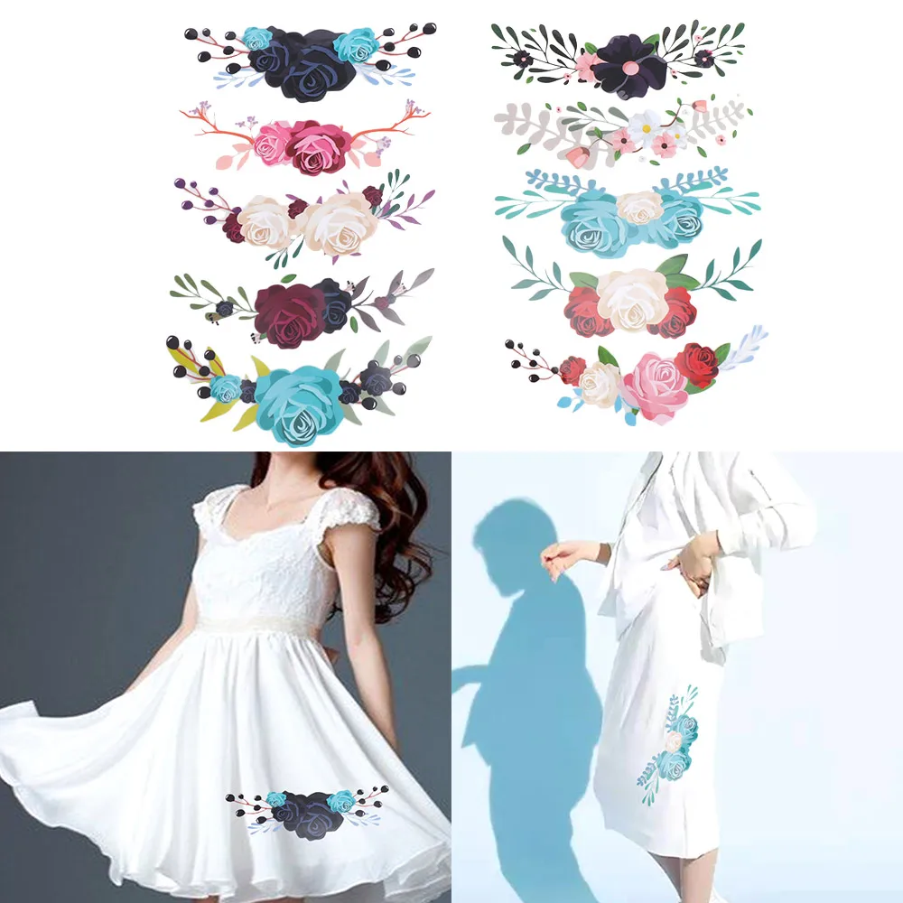 

10 Pieces / Lot Flower Patches Iron on Clothes T-shirt Dresses Applications Thermo-stickers for Clothes Heat Transfer Stickers