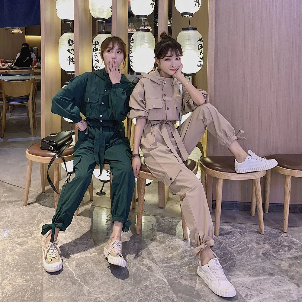 Jumpsuits Women Spring Autumn Slim Long Sleeve Belt Cargo Pants Sets Overalls Female Streetwear Hip Hop Hooded Harem Trouser Jumpsuits Women Spring Autumn Slim Long Sleeve Belt Cargo Pants Sets Overalls Female Streetwear Hip Hop Hooded Harem Trouser