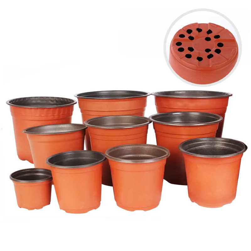 

10pcs Soft plastic flower pots Two-color Durable seedling tray nursery succulent plant pot Container for Home Garden Decoration