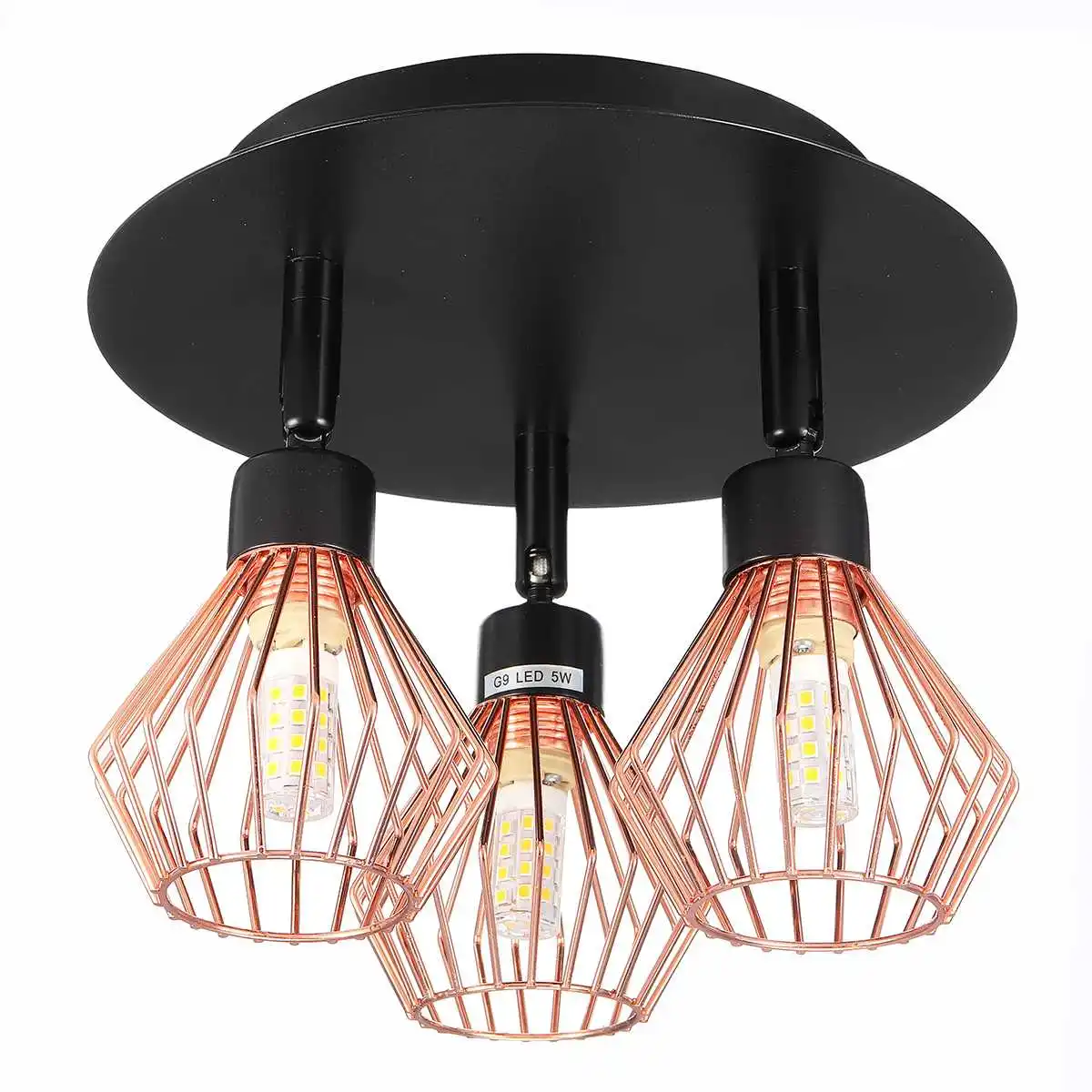 

Retro Industrial Loft Nordic Copper Ceiling Lights Loft E27 Lamp Creative Ceiling Light 3 Heads Lamp For Home Decor Restaurant