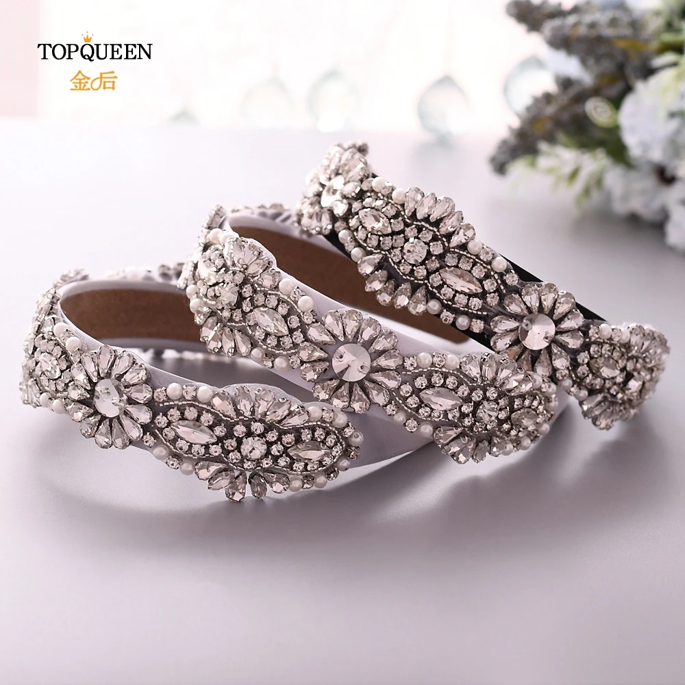 TOPQUEEN S237-FG Свадебные Стразы broque головная повязка свадебная тиара головные уборы серебряные стразы головная повязка Свадебные украшения для волос