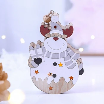 

3pcs Festival LED Light Wood Snowman Elk Santa Christmas Tree Decorations for Home Hanging Ornaments Holiday Xmas Gift