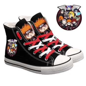 

Naruto Canvas Shoes Men Cool Printed Breathable Boots Student Cosplay Shoes For Halloween Two Sides Hand-painted Sneakers