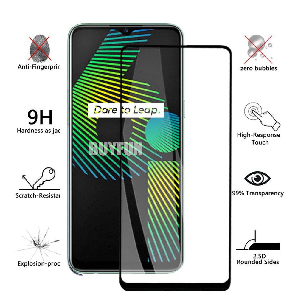 Закаленное стекло с полным покрытием для Oppo Realme 6i 1 2 шт. защитная пленка экрана