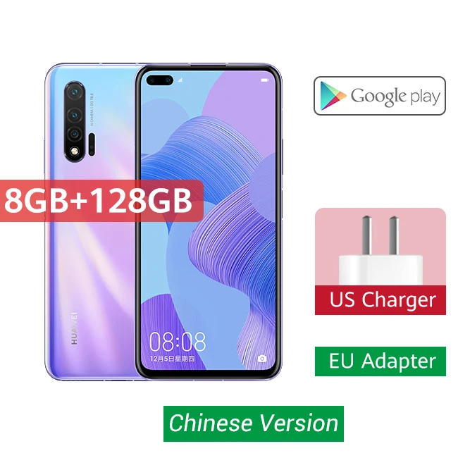 Purple huawei Nova 6 смартфон 40MP AI камера s мобильный телефон 32MP фронтальная камера 6,57 ''полный экран Kirin 990 Android 10 4G Версия - Цвет: Purple