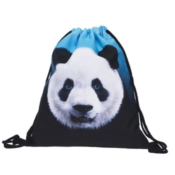 

3D Cute Panda Print Print Drawstring Backpack Travel Knapsack Satchel Bag Mochila Mujer
