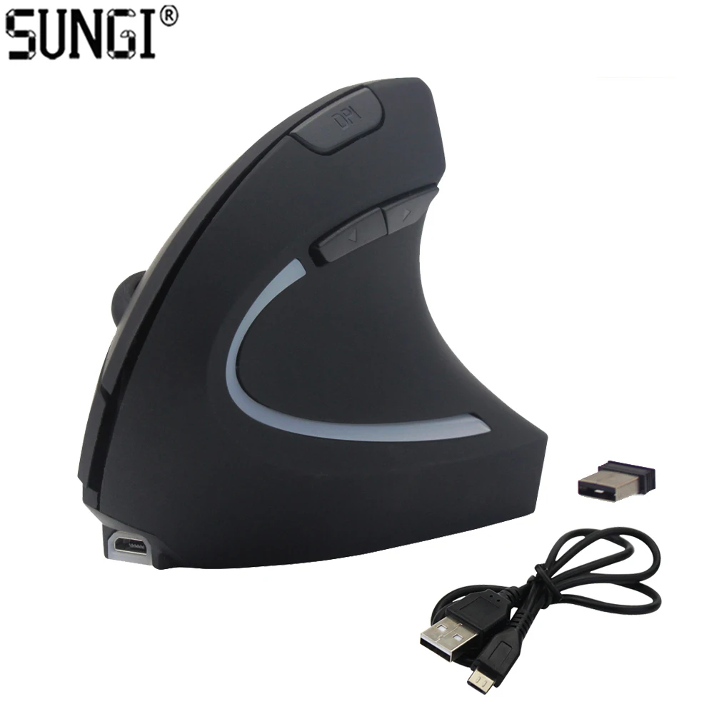 Беспроводная эргономичная Вертикальная оптическая мышь SUNGI 800 1200 1600 DPI 6 кнопок|mouse