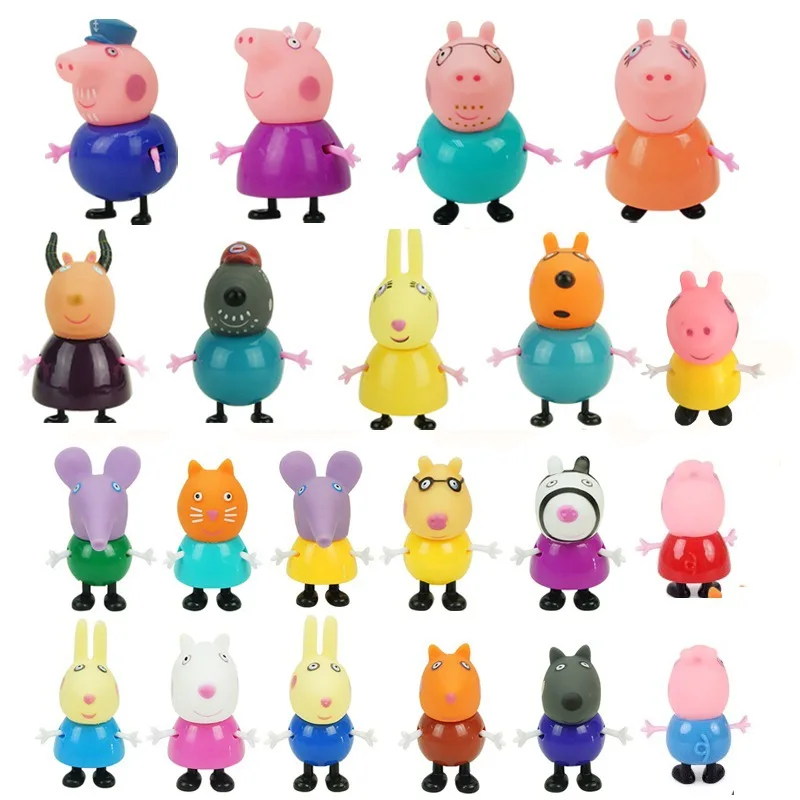 21pcs 25 шт. Свинка Пеппа класс Друзья Набор фигурок игрушки ПВХ аниме торт Figura Свинья Джордж семья мама, бабушка, Grandfa Подарочная игрушка для ребенка - Цвет: 21pcs