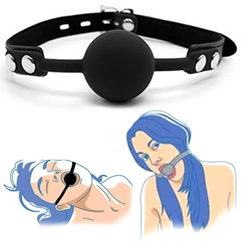 Adult Dildo G-Spot No Vibrators Slave Harness Silicone Ball Open Mouth Gag BDSM Bondage Fetish Mouth Restraint Sex Toy For Woman 1