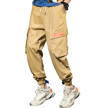 

EWQ / men's wear 2020 spring summer many Pockets casual cargo Pants for Male loose elastic waist trousers with pockets 9Y1430