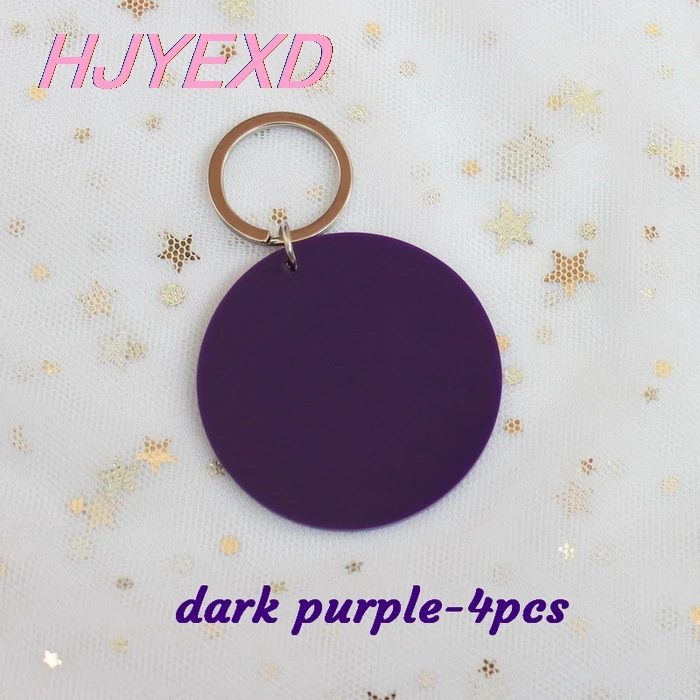 63 мм акриловый круглый брелок с кольцом тумана Блестящий прозрачный черный круг брелок монограмма 2,5 дюймов Лазерная Cut-KC012 - Цвет: dark purple-4pcs