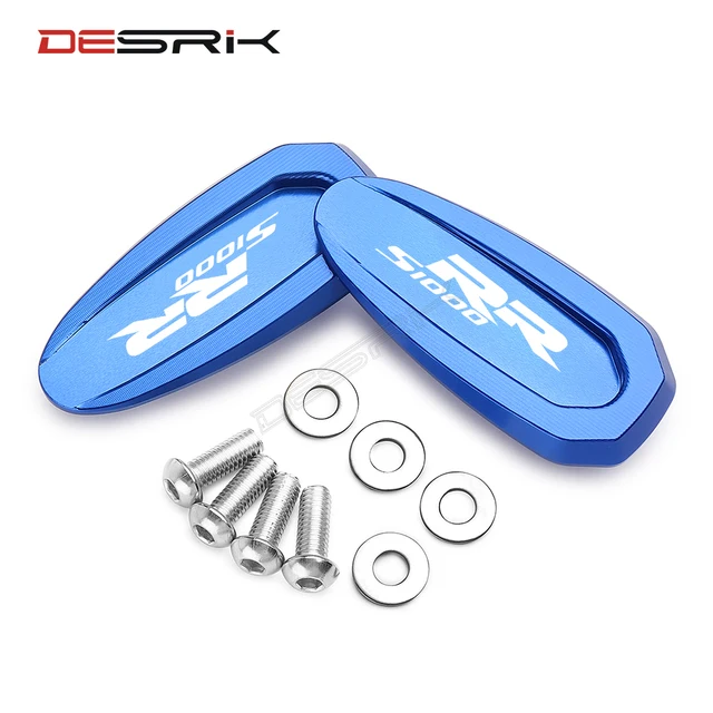 NEW ARRIVAL CNC Motorcycle Windscreen Mirror Cover Driven Mirror Eliminators Cap For BMW S1000 RR S1000RR 2020 2021 2022 blue