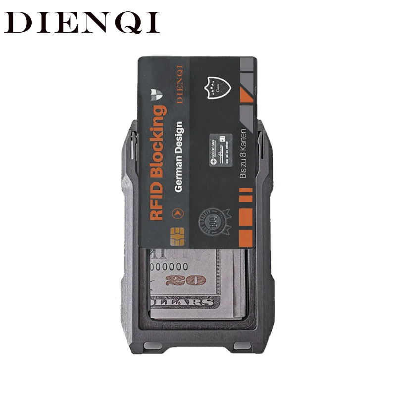 

DIENQI RFID Metal Men Wallets Card Holder Male Tactical Smart Slim Ridge Wallets Small Mini Man's Purse Magic Walet for men 2021