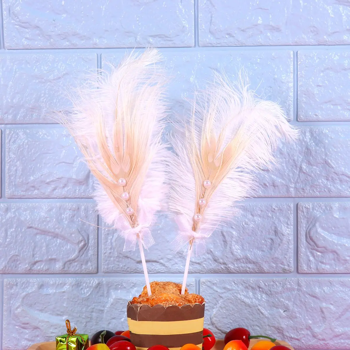 2 шт. перо Торт Топпер прекрасный кекс Dessert десерт украшения палочки для торта украшение для свадьбы День Рождения Вечеринка ребенок душ
