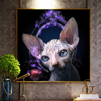 

Creative Sphinx Hairless Cat Princess Modern Decorative Painting Pet Framed Painting Living Room Porch Bedroom Study Wall Paper