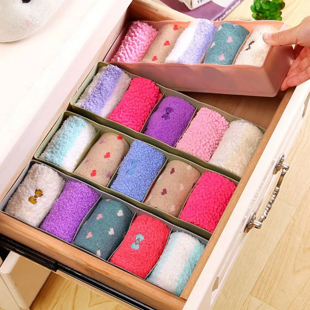 Plastic Desktop Organizer Universal Socks Storage Case Bra Ties Sorting Box Portable Underwear Organizer Home Accessories