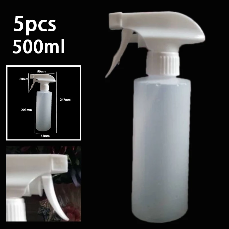 

5pcs 500ml White Plastic Spray Bottle + White Spray Pump Car Grooming Cleaning Tool Multifunction Salon Accessories