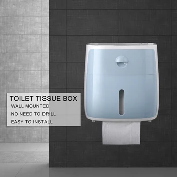 

Toilet Waterproof Tissue Shelf Installa and Remove Convenient Simple Double Layer Wall Mount Roll Paper Storage Box