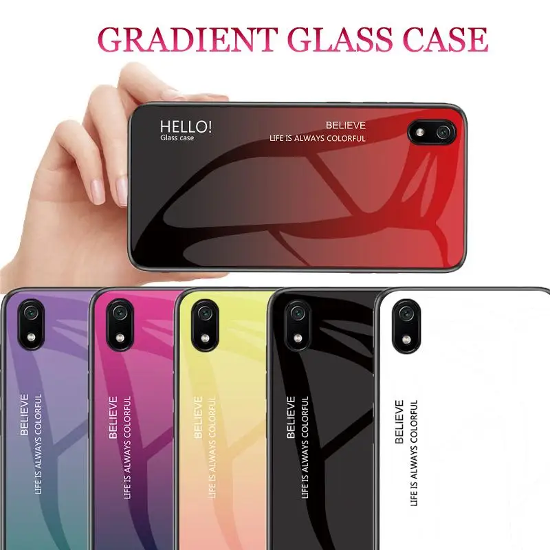 

Phone Case for Xiaomi Mi 9T Pro Redmi K20 Note 4X 5 6 7 Pro Case Gradient Tempered Glass Back Cover for Redmi K20pro Note7 Case
