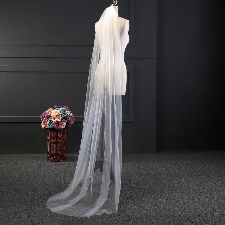 3M or 2M 1layer White Ivory Wedding Veil Long Bridal Veil Head Veil Wedding Accessories Wedding Chapel Veil Bridal Accessories
