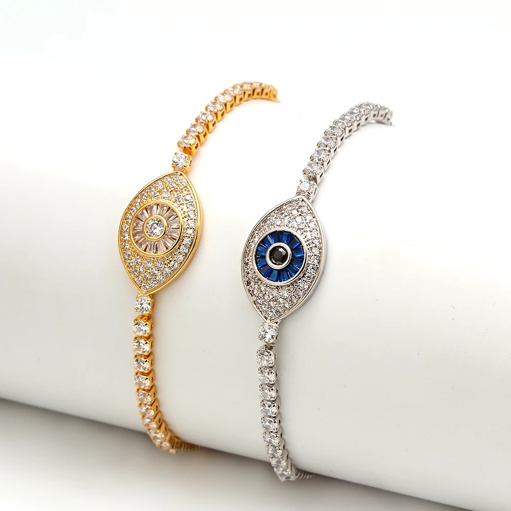 Lucky Eye Micro Pave сглаза шарм браслет золото серебро Цвет Браслет цепочка регулируемые ювелирные изделия для женщин мужчин EY6735