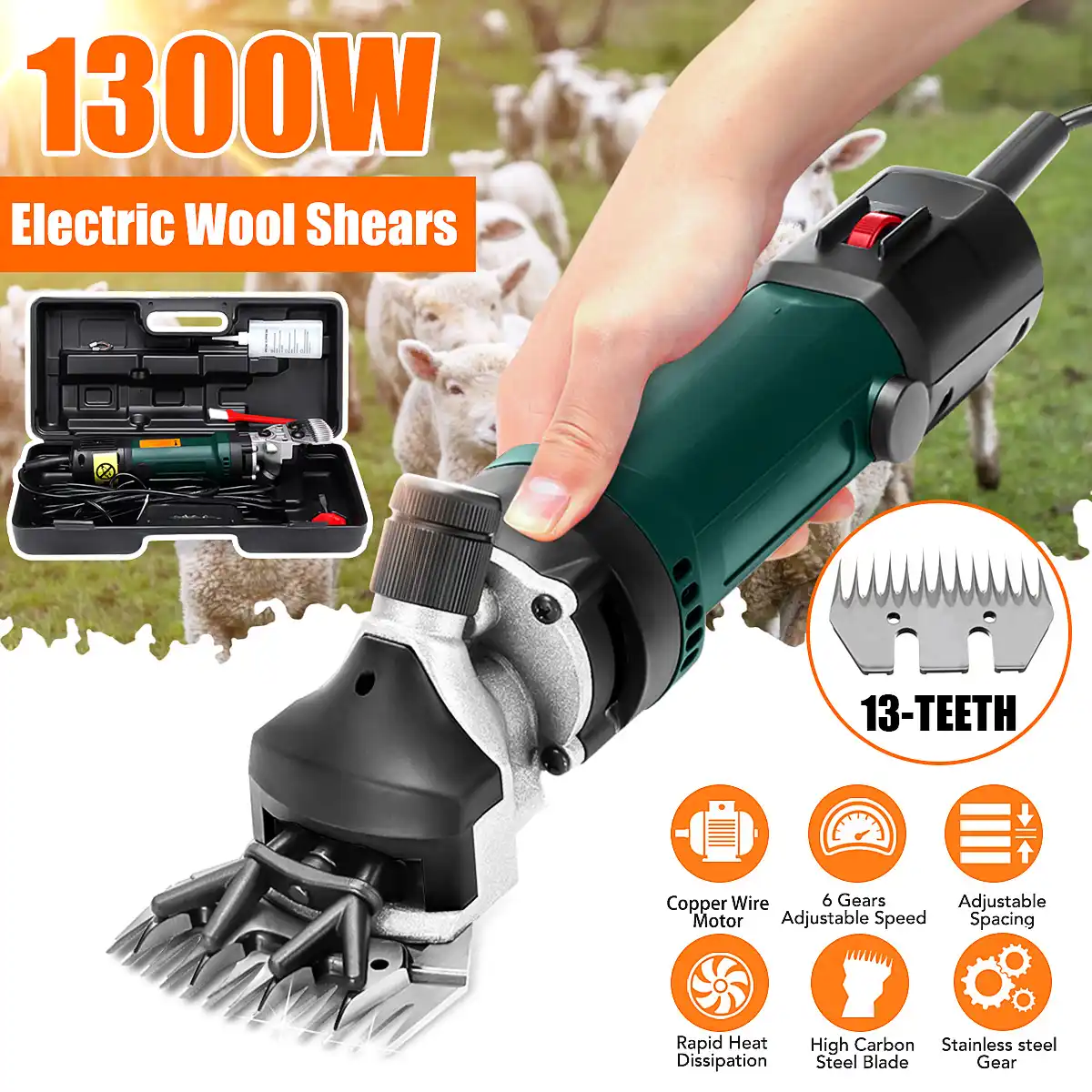 Adjustable 6 Speed Sheep Goat Shears Clippers Electric Shave Grooming Farm US