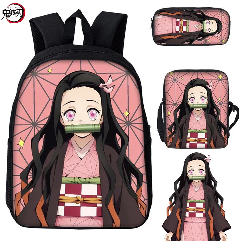 Anime Students Backpack Demon Slayer Kamado Nezuko School Bag Backpack 