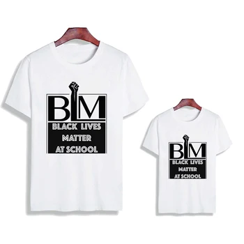 

LUCKYROLL Summer Vogue Tops BLACK LIVES MATTER BLM Printed Family Look Tshirt Casual Tees Streetwear Mother Father Kids T-shirt
