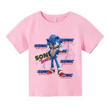 Dziecięca nowa letnia kreskówka Anime Sonic bawełna dziecięca koszulka z krótkim rękawem chłopcy i dziewczęta luźna koszulka dziecięca śmieszne koszulki 4-14Y tanie tanio COTTON CN (pochodzenie) Lato 4-6y 7-12y 12 + y Damsko-męskie moda W stylu rysunkowym REGULAR Z okrągłym kołnierzykiem