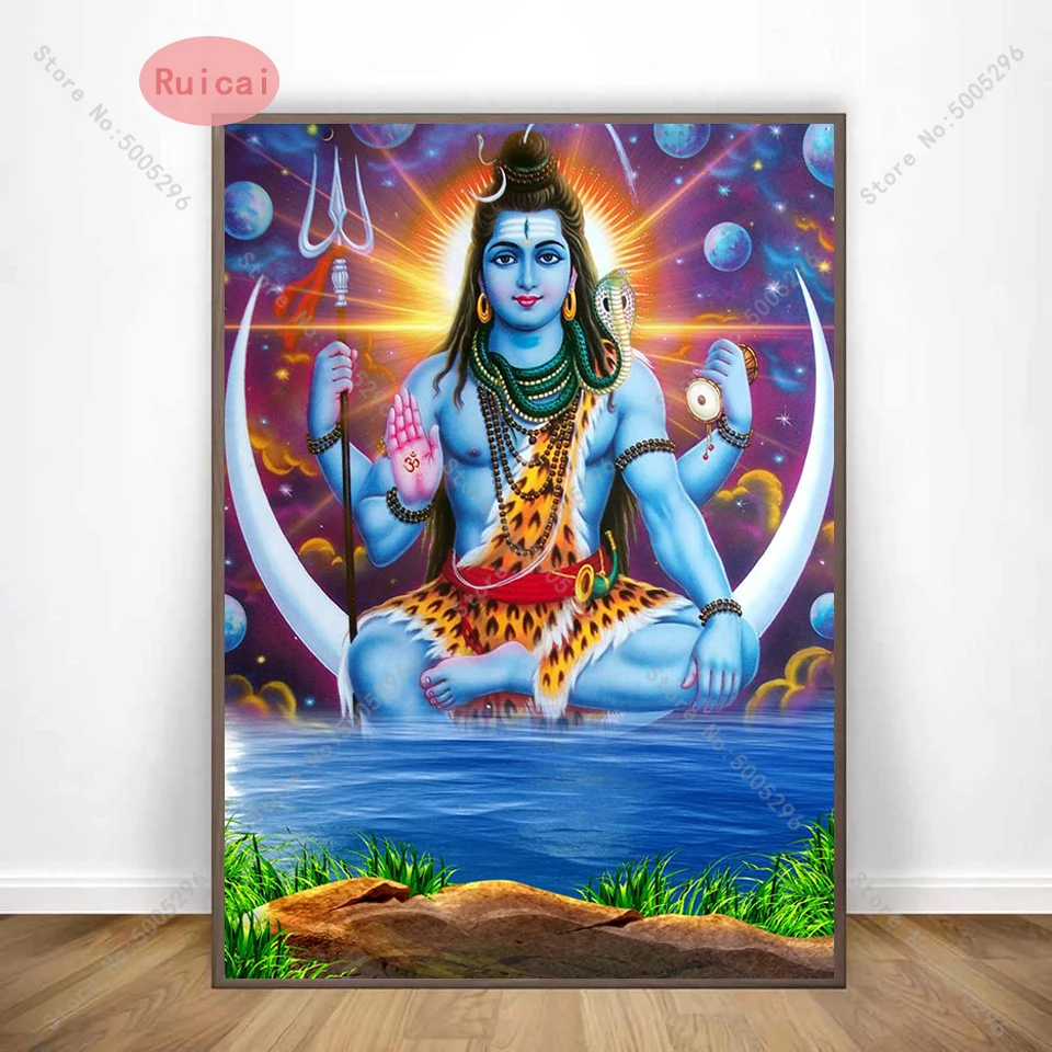 Shiva Parvati Indian Art Hindu God Figure Canvas Painting Religious Poster And Print Wall Picture For Living Room Decor | Дом и сад