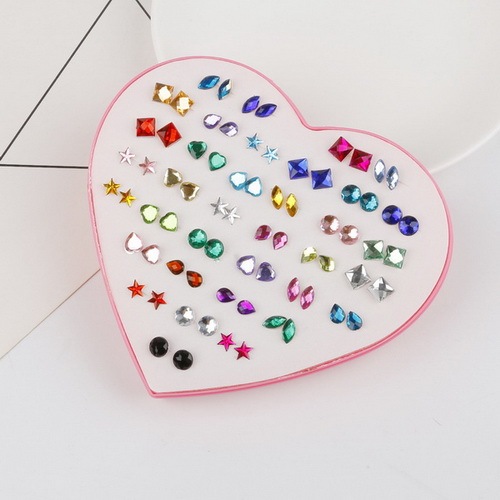 Multi-style Colorful Animal Heart Star Moon Geometric Crystal plastic Stud Earring Set For Women Girls Jewelry Gifts