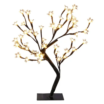 

Night Lamp Bedroom LED Tree Light Artificial Flowers Bar Indoor Home Decor Adjustable Branch Centerpieces Bonsai Table Top PVC