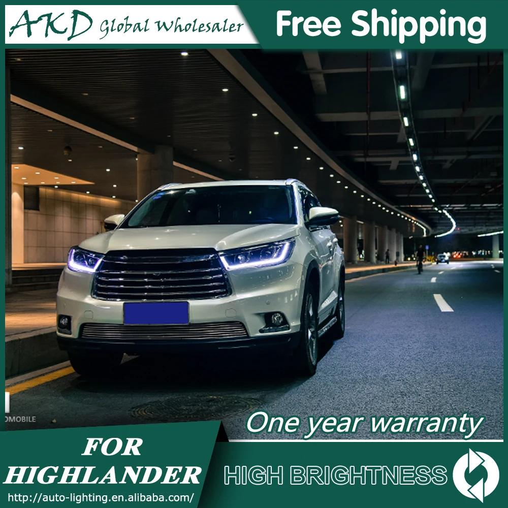 Головной светильник s для Toyota Highlander- Kluger DRL Дневной ходовой светильник светодиодный Биксеноновая лампа противотуманный светильник s аксессуары для автомобиля