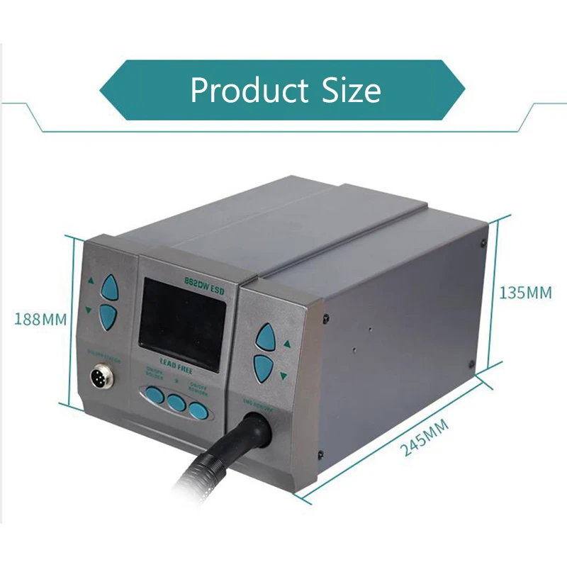 

Color screen double digital display High Power / High Air Volume Voltage 220V / 110V New upgrade 2 in 1 Yaogong 862DW