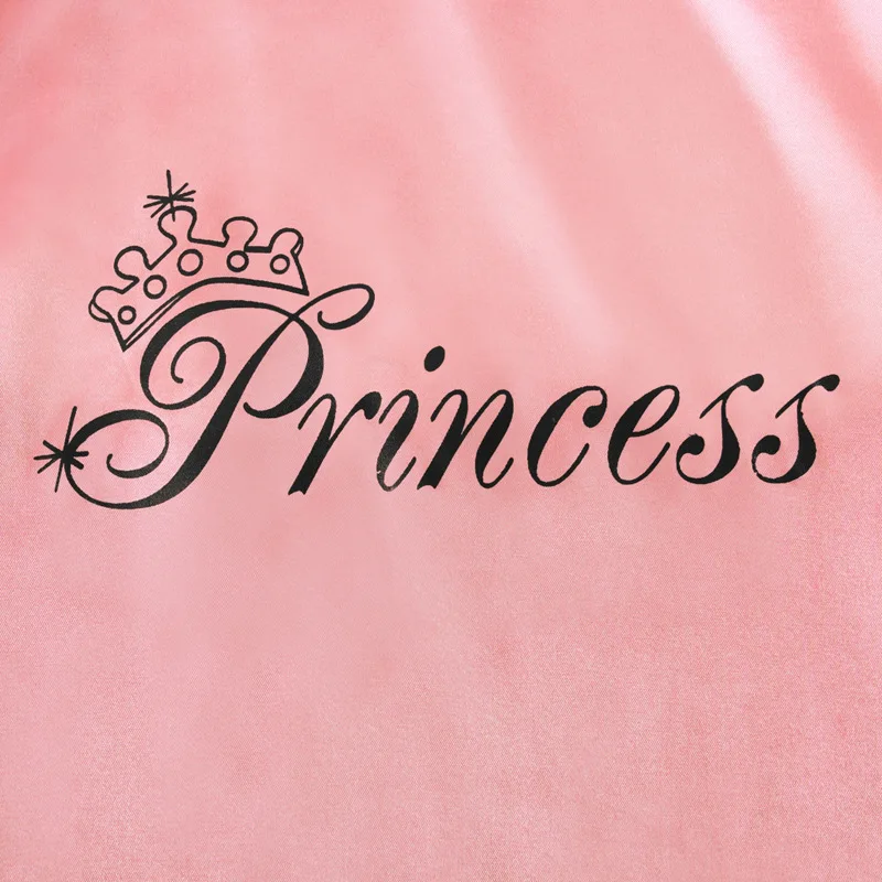 2-7Y New Spring Bathrobe For Children Girls Pink Color Long Sleeves Smooth Fabric PrincessPrint Fashion Girl Clothes
