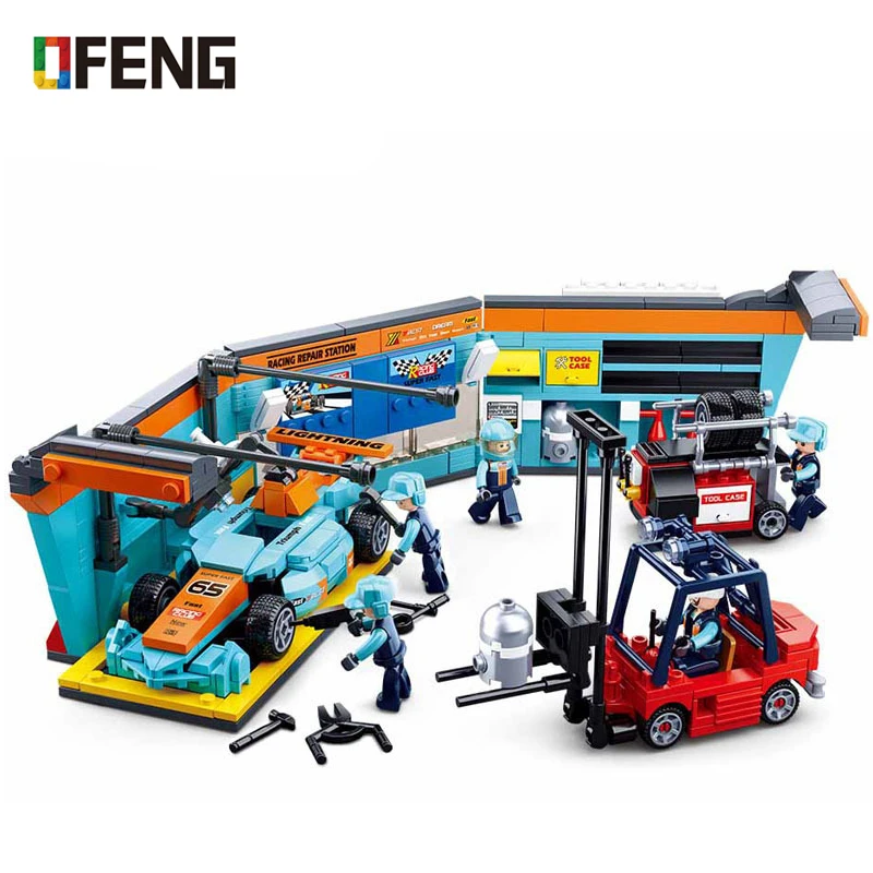 

Compatible Garage City Vehicle Speed Building Blocks Champions Racing Car Truck Model Technic Moc Kits Bricks Toy for Children