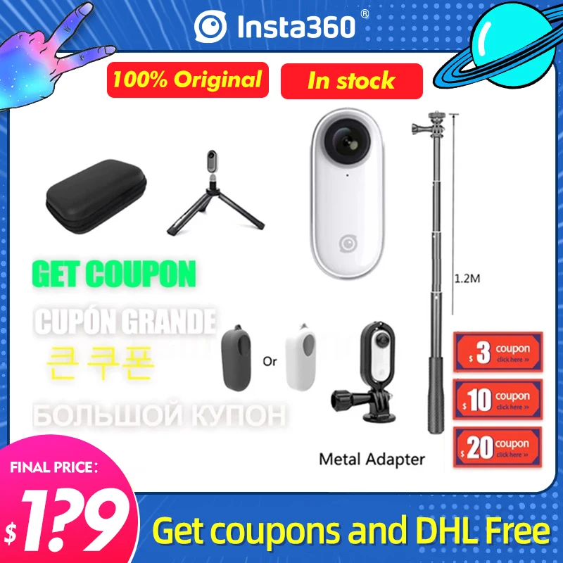 Insta360-cámara de vídeo GO 2 1080P, videocámara de acción con IA, edición automática, estabilizada, splashproof, flowestado, Vlog, Pk, Gopro, DJI, Osmo, ONE X