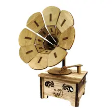 Деревянная Ретро музыкальная шкатулка форма фонографа DIY дети девочка подарок домашний офис Декор K92D