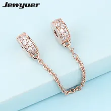 Новинка, яркая элегантность, безопасная цепочка, амулеты с розовым золотом, подходит для шарма, бусины, серебро 925 пробы, браслеты, сделай сам, подарок, хорошее ювелирное изделие SF017