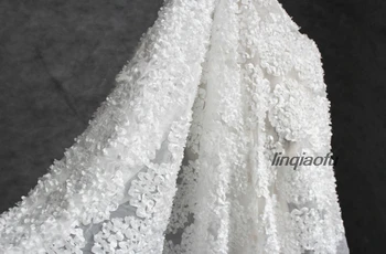 

Three-dimensional black and white vortex disk flower texture mesh embroidery fabric