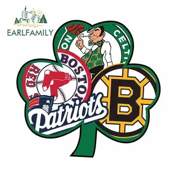 

EARLFAMILY 13cm x 12.4cm for Boston Irish Car Stickers and Decals Fashion Occlusion Scratch 3D Funny Waterproof VAN Decoration