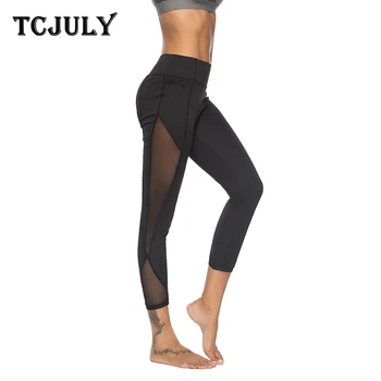 

TCJULY New Design Sexy Mesh Patchwork Womens Leggings Pants High Waisted Push Up Workout Pants Quick Dry Stretchy Fitness Legins
