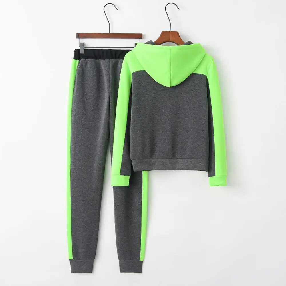 Perimedes женский спортивный костюм спортивная одежда комплект из двух предметов спортивная одежда женские топы для фитнеса survetement femme ensemble длинные брюки# g35 - Цвет: Зеленый